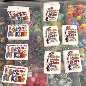 Colorful Be Kind Dr Suess Straight Hole Beads for crafting pen making jewelry